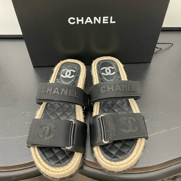 Chanel Stretch Fabric and Lambskin Mules Black - Picture 3 of 8
